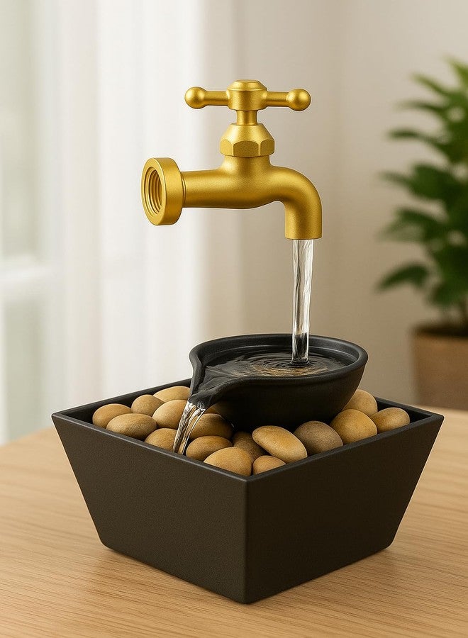 OSFT Floating LED Water Tap Fountain - Magic Illusion Tabletop Waterfall with Flowing LED Light & Decorative Stones | Indoor Home Décor for Bedroom, Office, Living Room | Relaxing Gift Idea - Image 2
